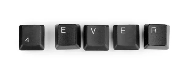 Klawisze klawiatury, mówiąc: 4ever na białym tle — Zdjęcie stockowe