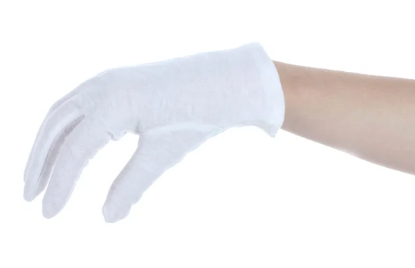 白で隔離される手の布の手袋 — ストック写真