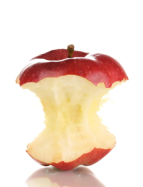 Κόκκινο δαγκωμένο μήλο απομονωμένο σε λευκό — Φωτογραφία Αρχείου