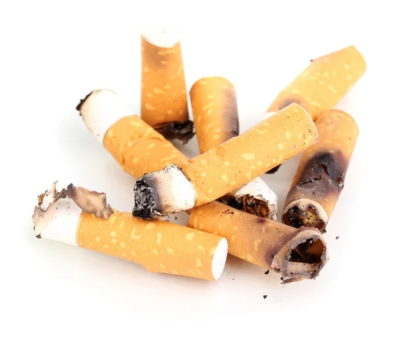 Mozziconi di sigaretta isolati su bianco — Foto Stock