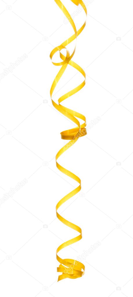 Beautiful yellow streamer isolated on white