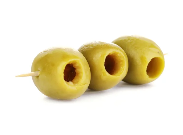 Olive canape isolated on white — Stock Photo, Image