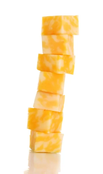 Pilha de queijo isolada em branco — Fotografia de Stock