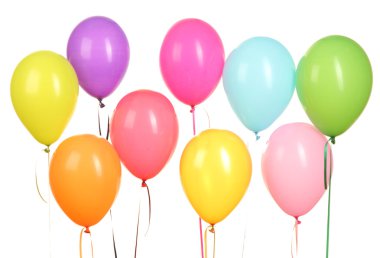 Beyaz üzerinde izole edilmiş renkli balonlar