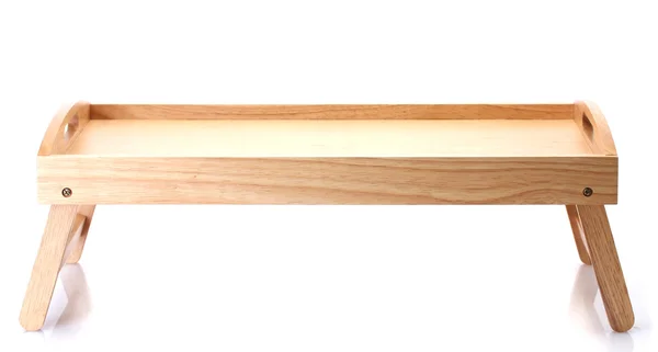 Vassoio in legno per colazione isolato su bianco — Foto Stock