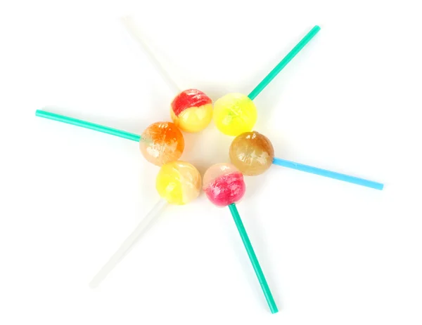 Many delicious lollipops on white background — Stock Photo, Image