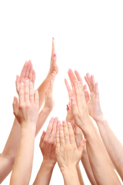 Група молодих рук ізольована на білому — стокове фото