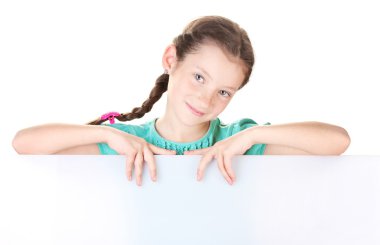 Portrait of beautiful little girl. Isolated on white clipart