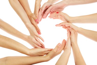 Group of young 's hands isolated on white clipart