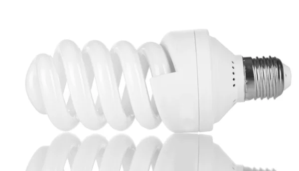 에너지 절약 램프 흰색 절연 — 스톡 사진