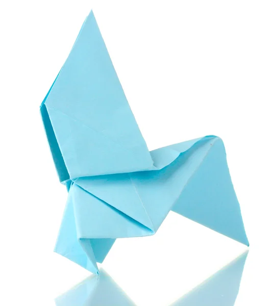 Paloma de origami del papel azul aislada sobre blanco — Foto de Stock