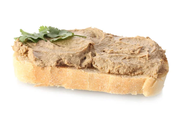 Patè fresco su pane isolato su bianco — Foto Stock