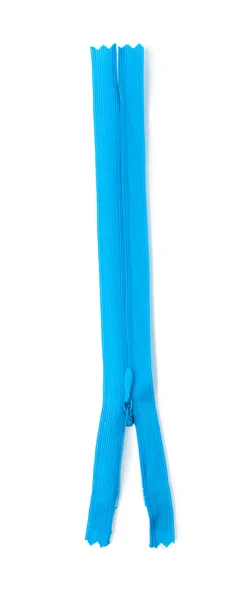 Blue zipper isolated on white — Stock Photo, Image