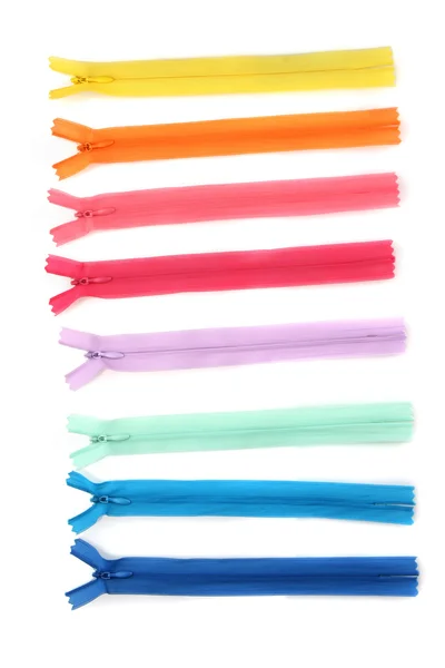 Multicolored zipper isolated on white — Stock Photo, Image