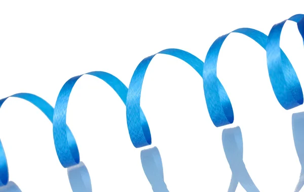 Beautiful blue streamer isolated on white — Stock Photo, Image
