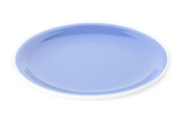Beyaz izole mavi boş tabak — Stok fotoğraf