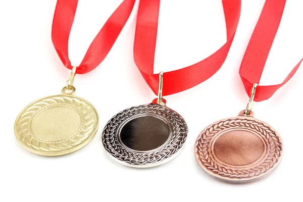 Τρία μετάλλια που απομονώνονται σε λευκό — Φωτογραφία Αρχείου