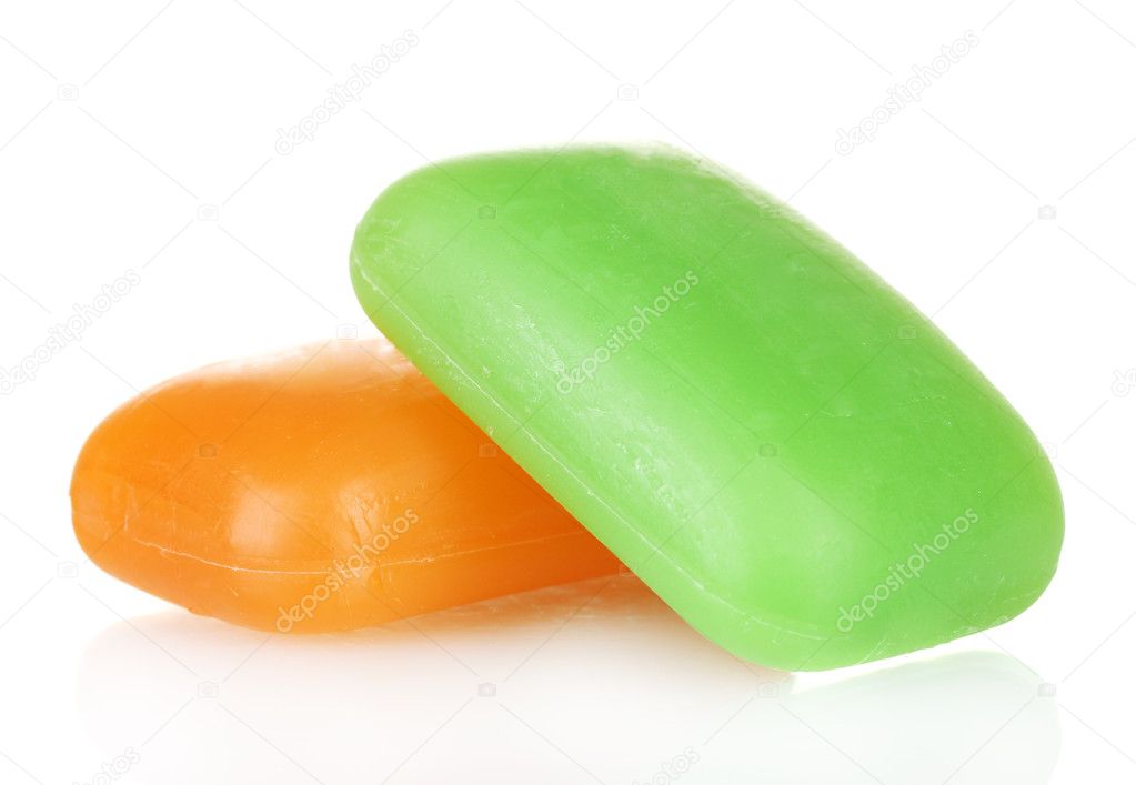 Two soap on white background
