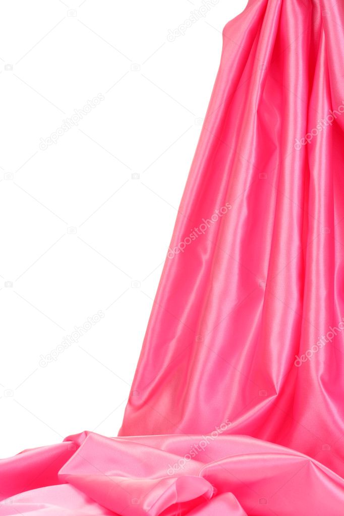 Pink silk drape isolated on white