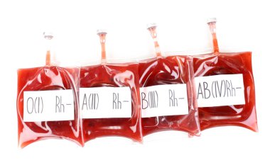 Bags of blood isolated on white clipart