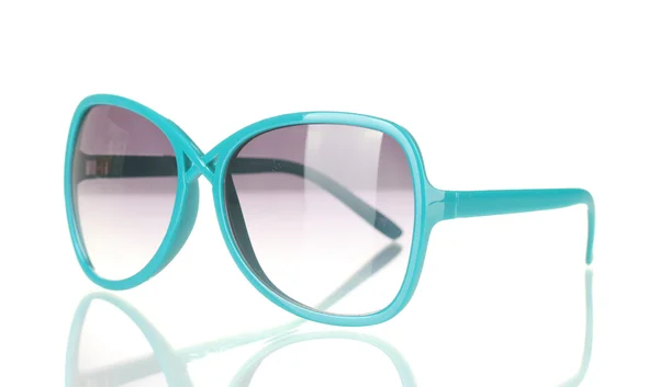 फैशनेबल महिलाओं के नीले धूप का चश्मा सफेद पर अलग — स्टॉक फ़ोटो, इमेज