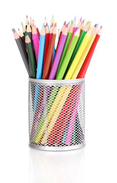 Цветные карандаши в стекле изолированы на белом — стоковое фото
