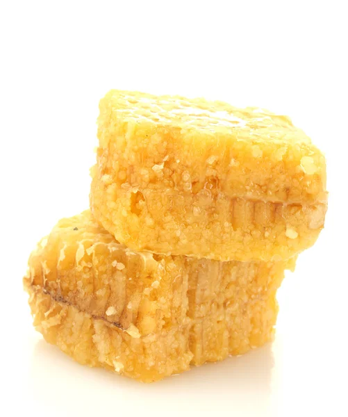 Golden honeycombs isolated on white — Stock Photo, Image