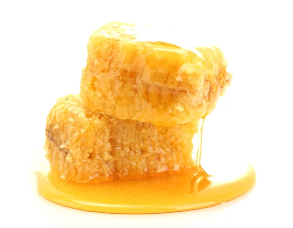 Mézes elszigetelt fehér arany lépek — Stock Fotó