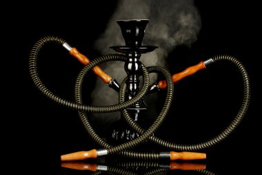 Hookah smoke on black background clipart