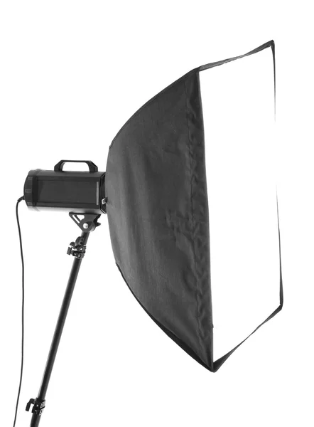 Studio flash with soft-box isolated on a white background — Stock Photo, Image
