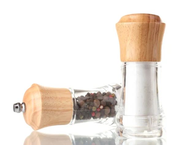 Salt and pepper mills isolated on white — Stock Photo, Image