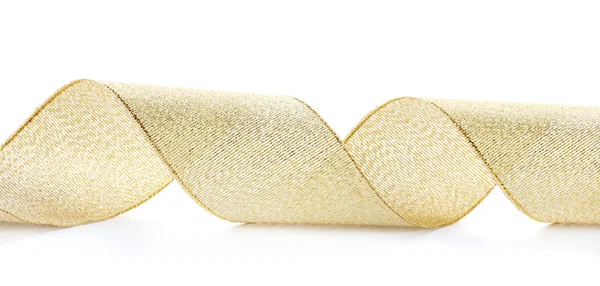 Bellissimo nastro dorato isolato su bianco — Foto Stock