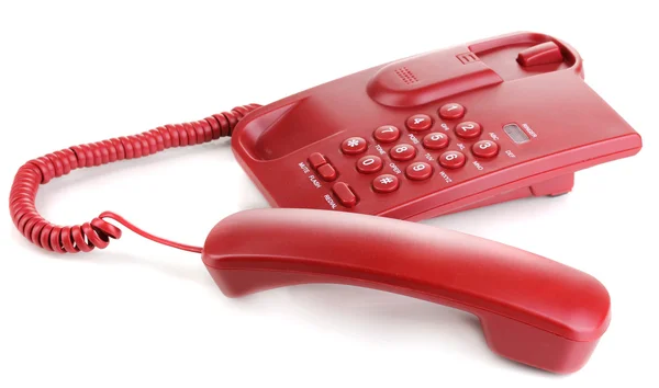 Красный телефон изолирован на белый — стоковое фото