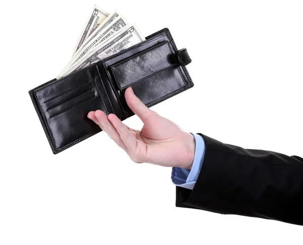 Business man hand met portemonnee geïsoleerd op wit — Stockfoto
