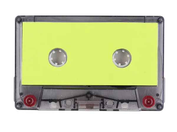 Cassette audio avec étiquette couleur isolée sur blanc — Photo