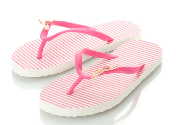 白で隔離されるピンク ビーチ靴 — ストック写真