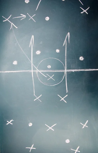 Σχέδιο ποδόσφαιρο στο blackboard — Φωτογραφία Αρχείου
