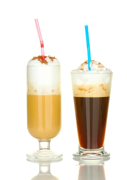 Окуляри кавового коктейлю ізольовані на білому — стокове фото