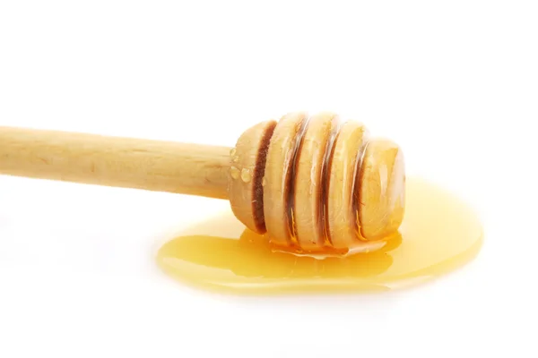 Drizzler with sweet honey isolated on white — Stock Photo, Image