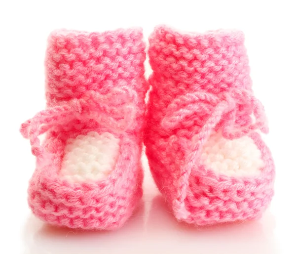 粉红宝宝靴子上白色隔离 — 图库照片