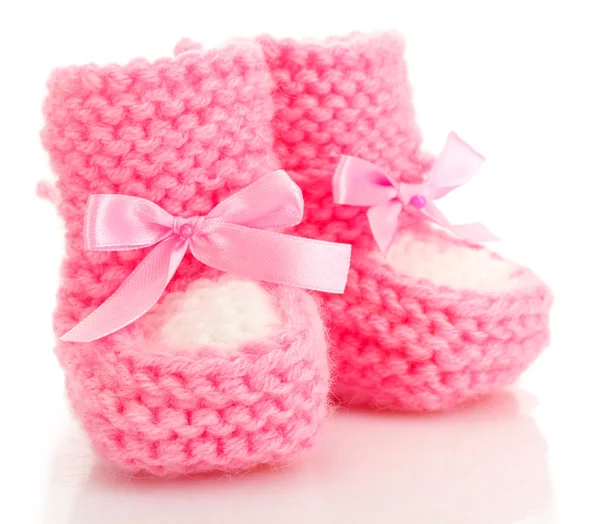 Różowy dziecka buty na białym tle — Zdjęcie stockowe