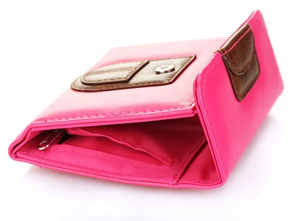 Weibliche rosa Brieftasche isoliert auf weiß — Stockfoto