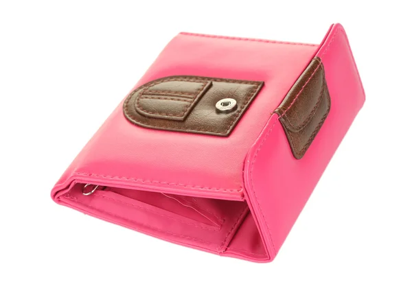 Kvinnliga rosa plånbok isolerad på vit — Stockfoto