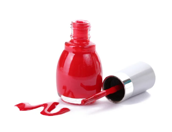 Красный лак для ногтей изолирован на белом — стоковое фото
