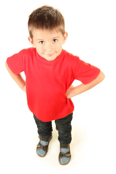 Porträt eines kleinen Jungen isoliert auf weiß — Stockfoto
