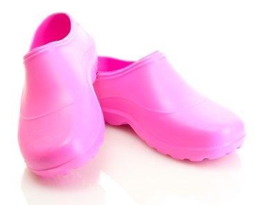 Bright pink galoshes isolated on white clipart