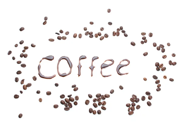 Inscriptie koffie geïsoleerd op wit — Stockfoto