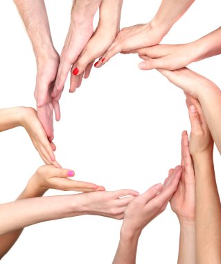 Group of young 's hands isolated on white clipart