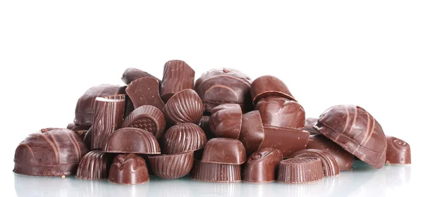 Many different chocolate candy isolated on white — Stock Photo, Image