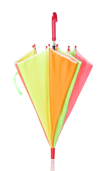 Closed multi-colored umbrella isolated on white — Stock Photo, Image